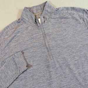 Johnnie-O Mens Quarter Zip Golf Pullover Shirt Size XL Blue White Striped